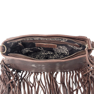 Myra Luna Belle Studded Leather Bag with Fringes in Maverick Mocha, Myra USA - A Blissfully Beautiful Boutique