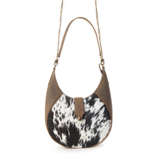 Myra Dakota Moon Hairon Leather Bag in Midnight Tan, Myra USA - A Blissfully Beautiful Boutique