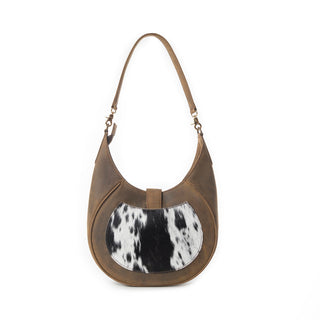 Myra Dakota Moon Hairon Leather Bag in Midnight Tan, Myra USA - A Blissfully Beautiful Boutique