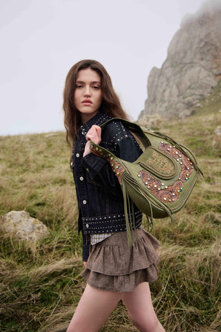 Myra Sierra Grove Handtooled Leather Bag in Western Fern, Myra USA - A Blissfully Beautiful Boutique