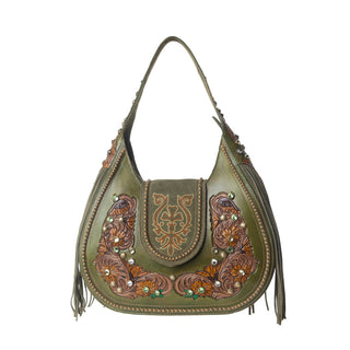 Myra Sierra Grove Handtooled Leather Bag in Western Fern, Myra USA - A Blissfully Beautiful Boutique