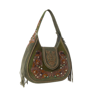 Myra Sierra Grove Handtooled Leather Bag in Western Fern, Myra USA - A Blissfully Beautiful Boutique