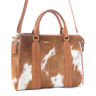 Myra Sierra Fawn Hairon Leather Concealed Carry Bag in Ivory Tan, Myra USA - A Blissfully Beautiful Boutique