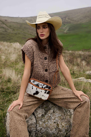 Myra Spade Valley Hairon Leather Bag in Brindle Brown, Myra USA - A Blissfully Beautiful Boutique