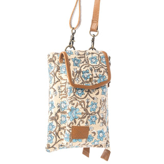Myra Skyvine Ridge Crossbody Bag with Phone Compartment in Blue Bloom, Myra USA - A Blissfully Beautiful Boutique
