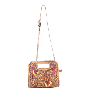 Myra Spirit Bloom Handtooled Leather Bag in Aged Mahogany, Myra USA - A Blissfully Beautiful Boutique
