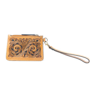 Myra Sierra Scroll Handtooled Card Holder in Bronco Umber, Myra USA - A Blissfully Beautiful Boutique