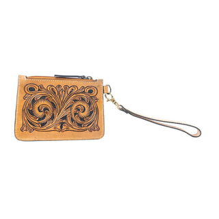 Myra Sierra Scroll Handtooled Card Holder in Bronco Umber, Myra USA - A Blissfully Beautiful Boutique