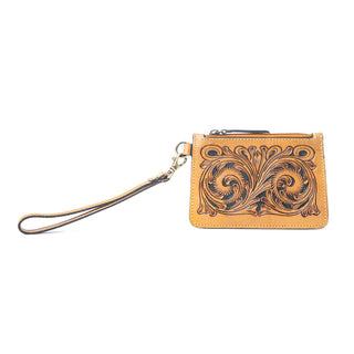 Myra Sierra Scroll Handtooled Card Holder in Bronco Umber, Myra USA - A Blissfully Beautiful Boutique