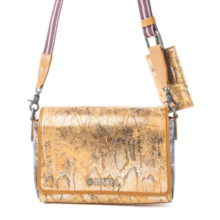 Myra Serpentina Charm Leather Shoulder Bag in Amber Snake Print, Myra USA - A Blissfully Beautiful Boutique