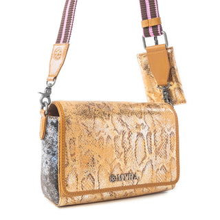 Myra Serpentina Charm Leather Shoulder Bag in Amber Snake Print, Myra USA - A Blissfully Beautiful Boutique