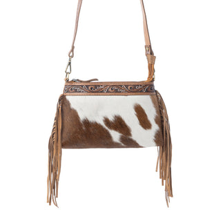 Myra Wild Mirage Hairon Leather Bag with Fringes in Ivory Range, Myra USA - A Blissfully Beautiful Boutique