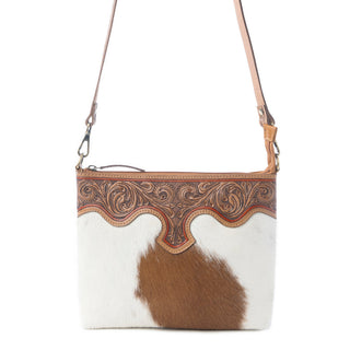 Myra Sienna Grace Handtooled Hairon Leather Bag in Western Copper, Myra USA - A Blissfully Beautiful Boutique