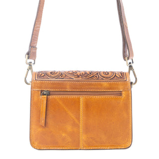 Myra Bridle Blossom Handtooled Hairon Leather Bag in Amber Carve, Myra USA - A Blissfully Beautiful Boutique