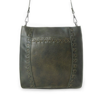 Myra Zidana Mirelle Woven Veg Tanned Leather Sling Bag in Oliva Nero, Myra USA - A Blissfully Beautiful Boutique