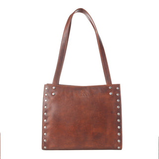 Myra Zidana Aria Amethyst Veg Tanned Leather Tote Bag in Vintage Red, Myra USA - A Blissfully Beautiful Boutique