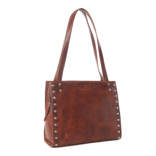 Myra Zidana Aria Amethyst Veg Tanned Leather Tote Bag in Vintage Red, Myra USA - A Blissfully Beautiful Boutique