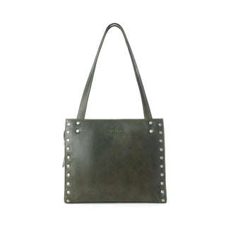 Myra Zidana Aria Amethyst Veg Tanned Leather Tote Bag in Dark Fern, Myra USA - A Blissfully Beautiful Boutique