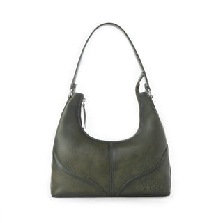 Myra Zidana Winchester Loop Veg Tanned Leather Shoulder Bag in Midnight Olive, Myra USA - A Blissfully Beautiful Boutique