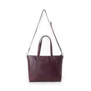 Myra Zidana Arista Bloom Veg Tanned Leather Handbag in Noire Berry, Myra USA - A Blissfully Beautiful Boutique