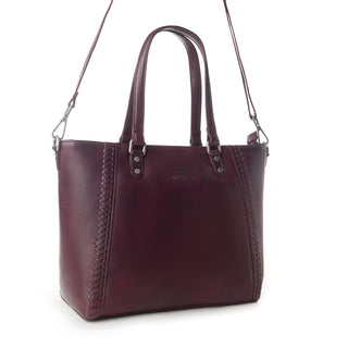 Myra Zidana Arista Bloom Veg Tanned Leather Handbag in Noire Berry, Myra USA - A Blissfully Beautiful Boutique
