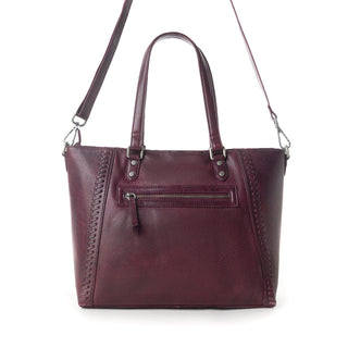 Myra Zidana Arista Bloom Veg Tanned Leather Handbag in Noire Berry, Myra USA - A Blissfully Beautiful Boutique