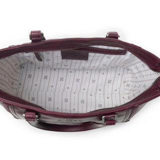 Myra Zidana Arista Bloom Veg Tanned Leather Handbag in Noire Berry, Myra USA - A Blissfully Beautiful Boutique