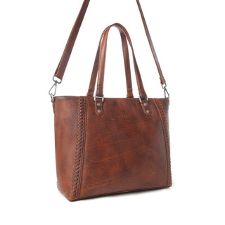 Myra Zidana Arista Bloom Veg Tanned Leather Handbag in Amberwood, Myra USA - A Blissfully Beautiful Boutique