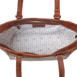 Myra Zidana Arista Bloom Veg Tanned Leather Handbag in Amberwood, Myra USA - A Blissfully Beautiful Boutique