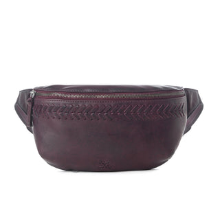 Myra Zidana Amarillo Handstitched Veg Tanned Leather Fanny Pack in Wildrose Plum, Myra USA - A Blissfully Beautiful Boutique