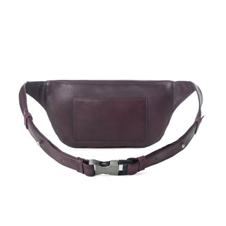 Myra Zidana Amarillo Handstitched Veg Tanned Leather Fanny Pack in Wildrose Plum, Myra USA - A Blissfully Beautiful Boutique
