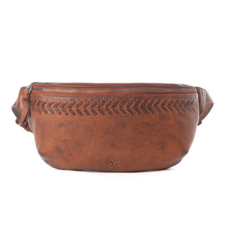 Myra Zidana Amarillo Handstitched Veg Tanned Leather Fanny Pack in Crimson Storm, Myra USA - A Blissfully Beautiful Boutique