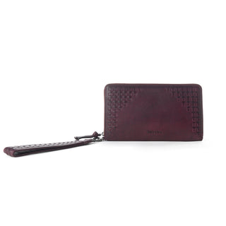 Myra Zidana Elko Braided Veg Tanned Leather Wallet in Merlot Smoke, Myra USA - A Blissfully Beautiful Boutique