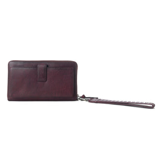 Myra Zidana Elko Braided Veg Tanned Leather Wallet in Merlot Smoke, Myra USA - A Blissfully Beautiful Boutique