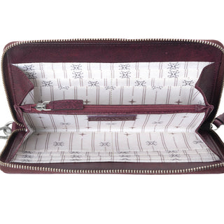Myra Zidana Elko Braided Veg Tanned Leather Wallet in Merlot Smoke, Myra USA - A Blissfully Beautiful Boutique