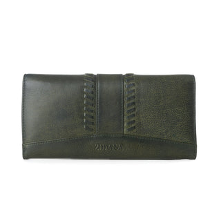 Myra Zidana Santa Fe Woven Veg Tanned Leather Wallet in Luna Green, Myra USA - A Blissfully Beautiful Boutique
