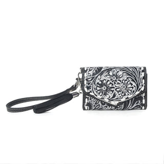 Myra Elise Handtooled Leather Wallet in Dark Mist, Myra USA - A Blissfully Beautiful Boutique