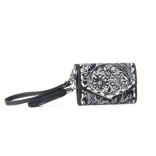 Myra Elise Handtooled Leather Wallet in Dark Mist, Myra USA - A Blissfully Beautiful Boutique