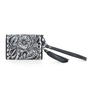 Myra Elise Handtooled Leather Wallet in Dark Mist, Myra USA - A Blissfully Beautiful Boutique