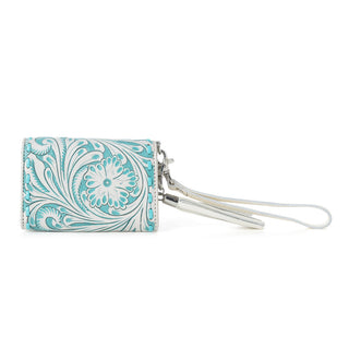 Myra Elise Handtooled Leather Wallet in Western Cyan, Myra USA - A Blissfully Beautiful Boutique