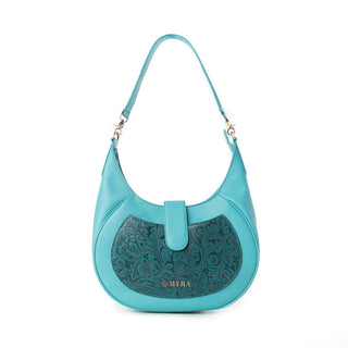 Myra Alanna Embossed Leather Bag in Prairie Aqua, Myra USA - A Blissfully Beautiful Boutique
