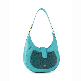Myra Alanna Embossed Leather Bag in Prairie Aqua, Myra USA - A Blissfully Beautiful Boutique