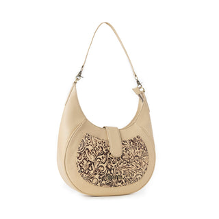 Myra Alanna Embossed Leather Bag in Vanilla Noir, Myra USA - A Blissfully Beautiful Boutique