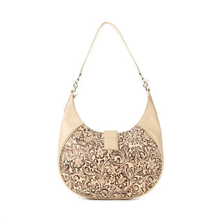 Myra Alanna Embossed Leather Bag in Vanilla Noir, Myra USA - A Blissfully Beautiful Boutique