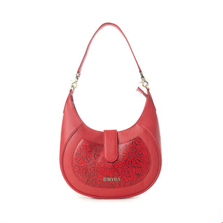 Myra Alanna Embossed Leather Bag in Wild Cherry, Myra USA - A Blissfully Beautiful Boutique