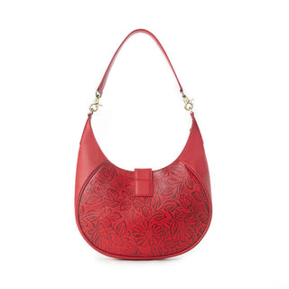 Myra Alanna Embossed Leather Bag in Wild Cherry, Myra USA - A Blissfully Beautiful Boutique