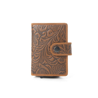Myra Wild Rose Leather Credit Card Holder in Rustwood Floral, Myra USA - A Blissfully Beautiful Boutique