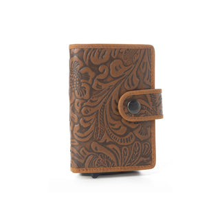Myra Wild Rose Leather Credit Card Holder in Rustwood Floral, Myra USA - A Blissfully Beautiful Boutique
