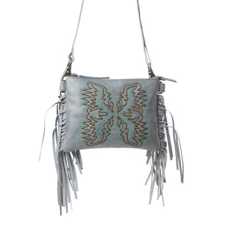 Myra ThunderFly Fringed Leather Bag in Silver Dust, Myra USA - A Blissfully Beautiful Boutique
