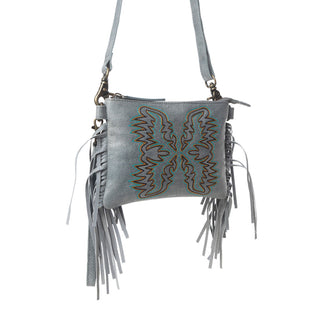 Myra ThunderFly Fringed Leather Bag in Silver Dust, Myra USA - A Blissfully Beautiful Boutique